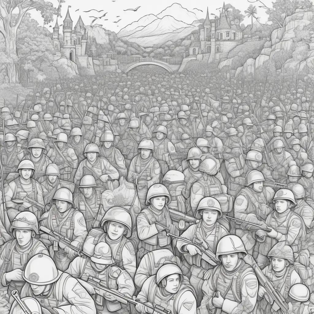 Black and white army coloring pages