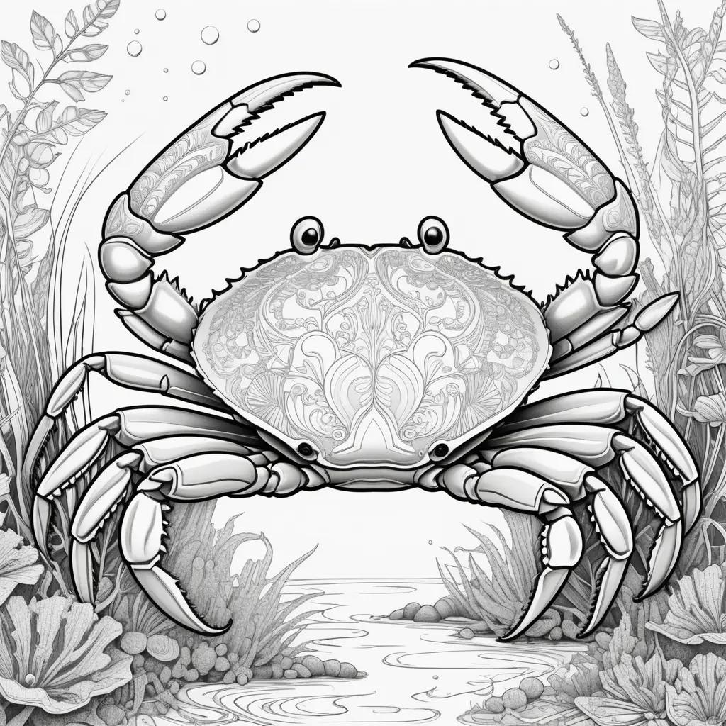 Black and white art of crab in water