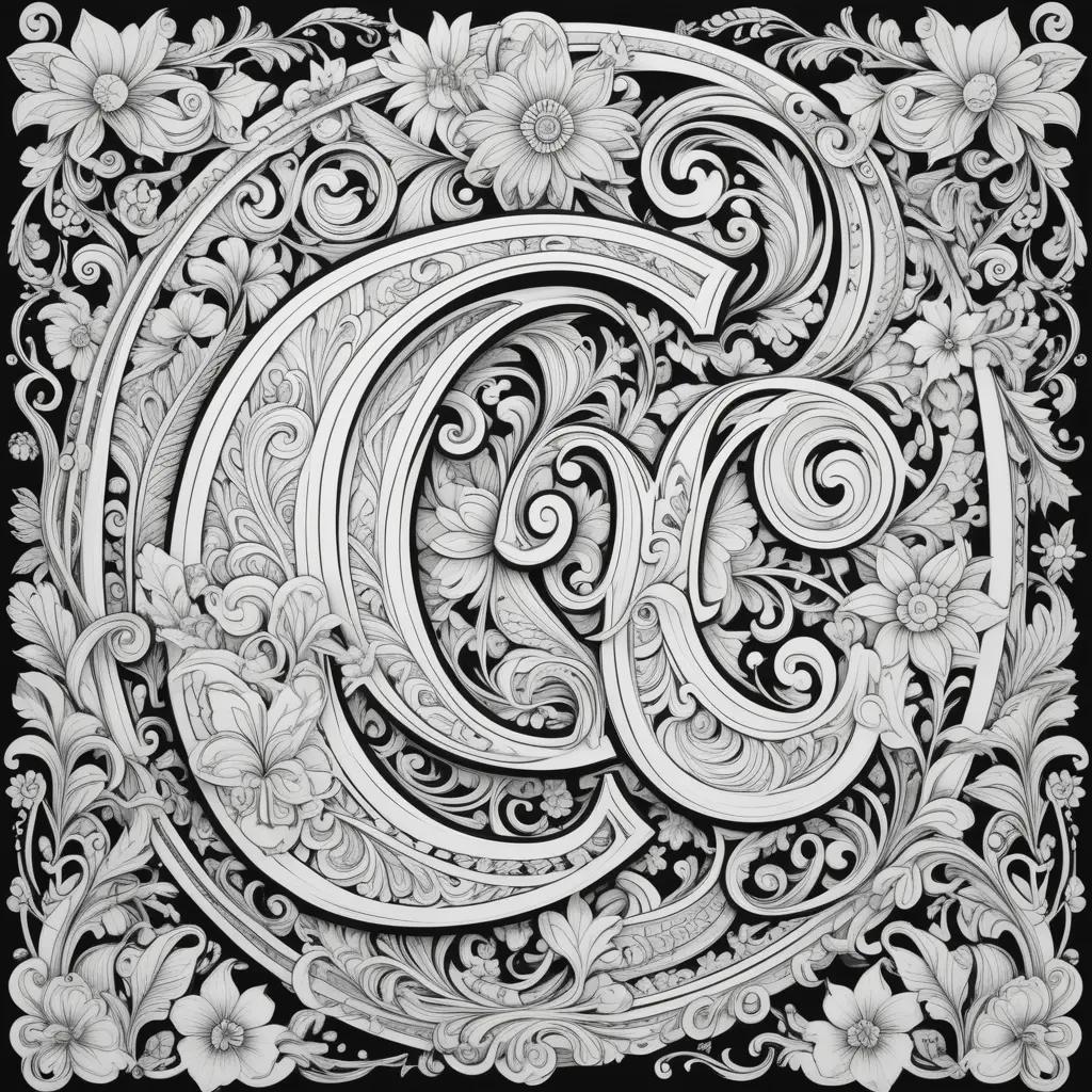 Black and white art of the letter C