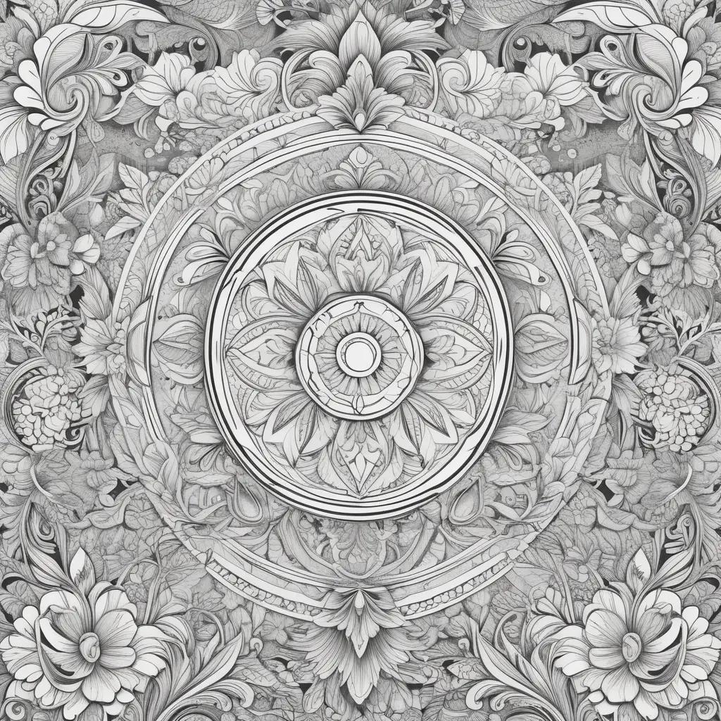 Black and white art with floral designs