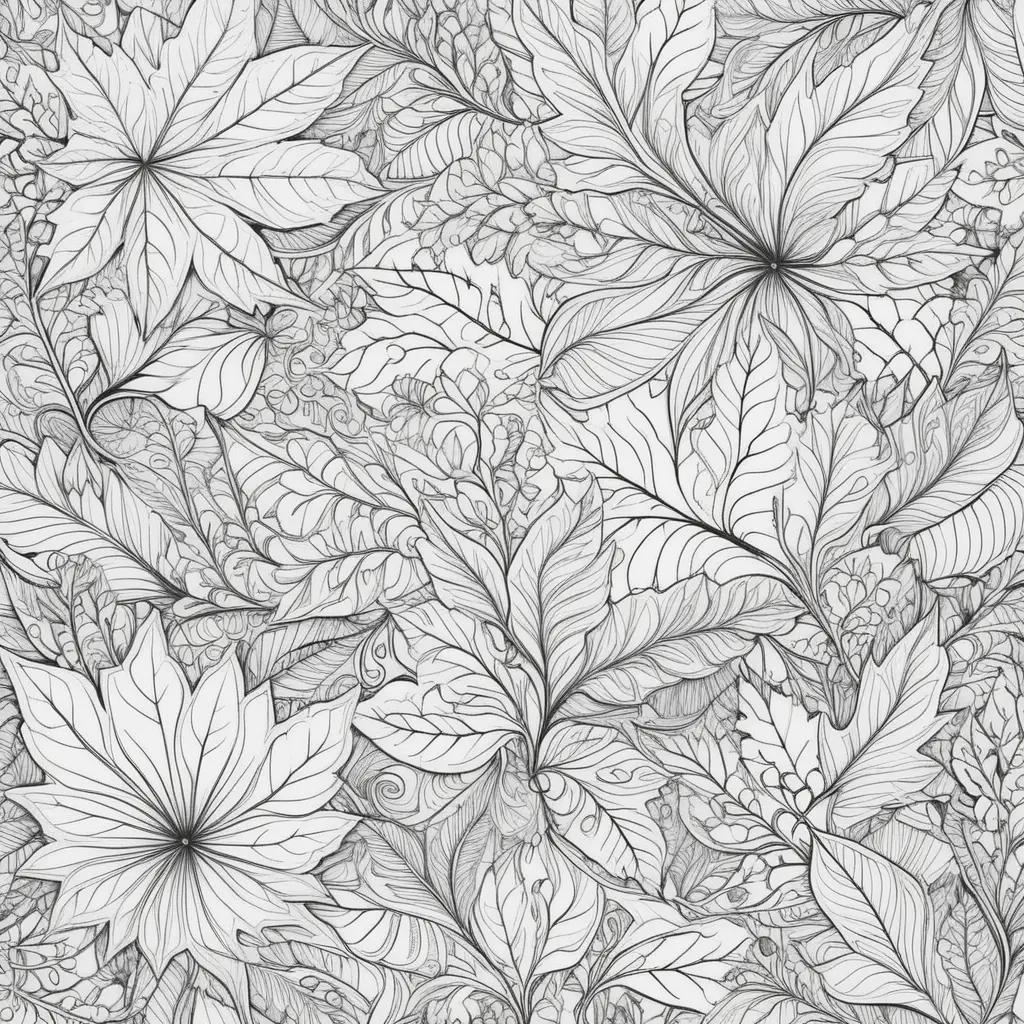 Black and white autumn leaves on a pattern