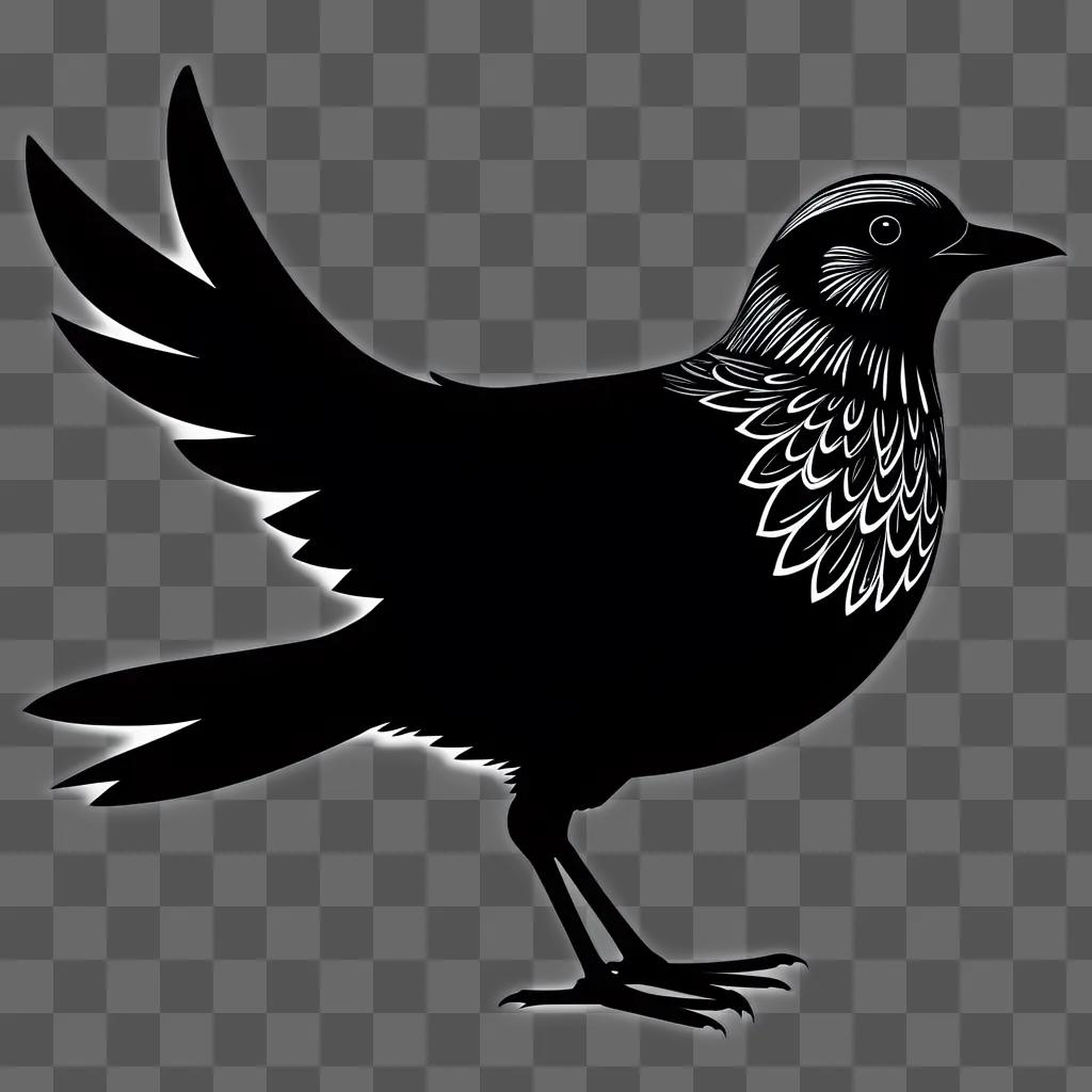 Black and white bird clipart silhouette