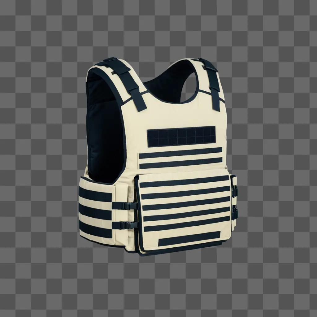 Black and white bulletproof vest with black stripes