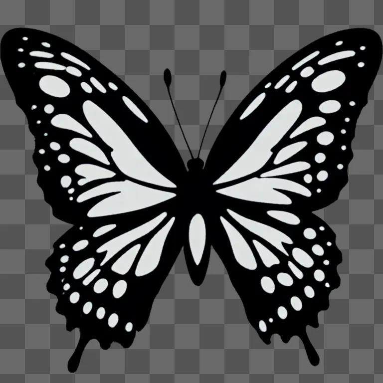 Black and white butterfly clipart design with dots