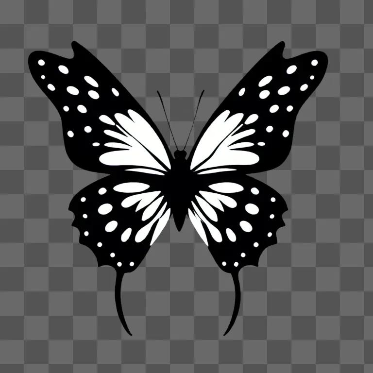 Black and white butterfly clipart with dots