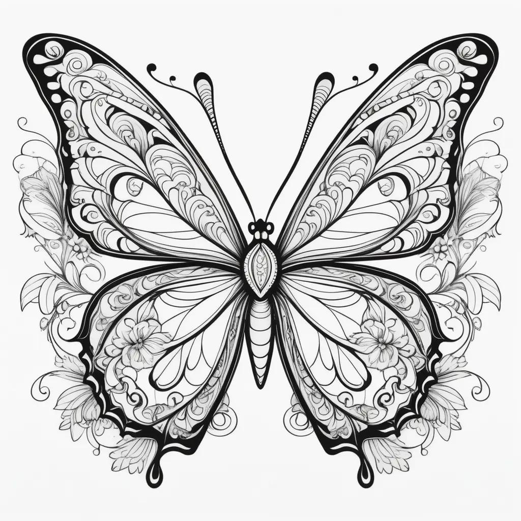 Black and white butterfly coloring pages for adults