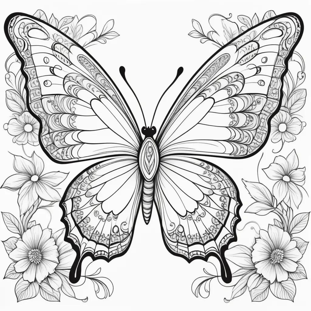 Black and white butterfly coloring pages for adults