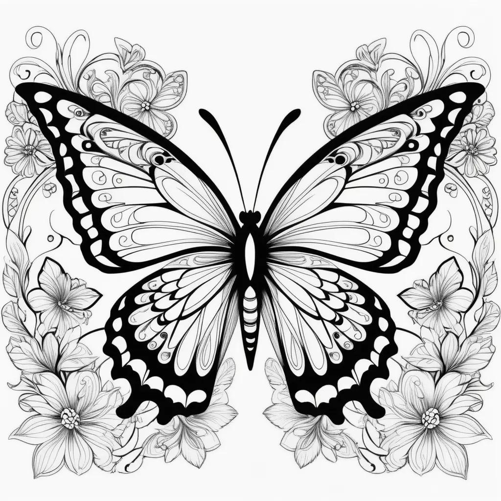 Black and white butterfly coloring pages for kids