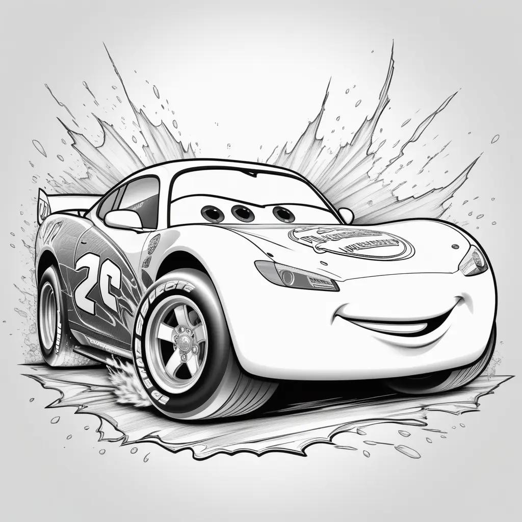 Black and white car coloring pages featuring Lightning McQueen