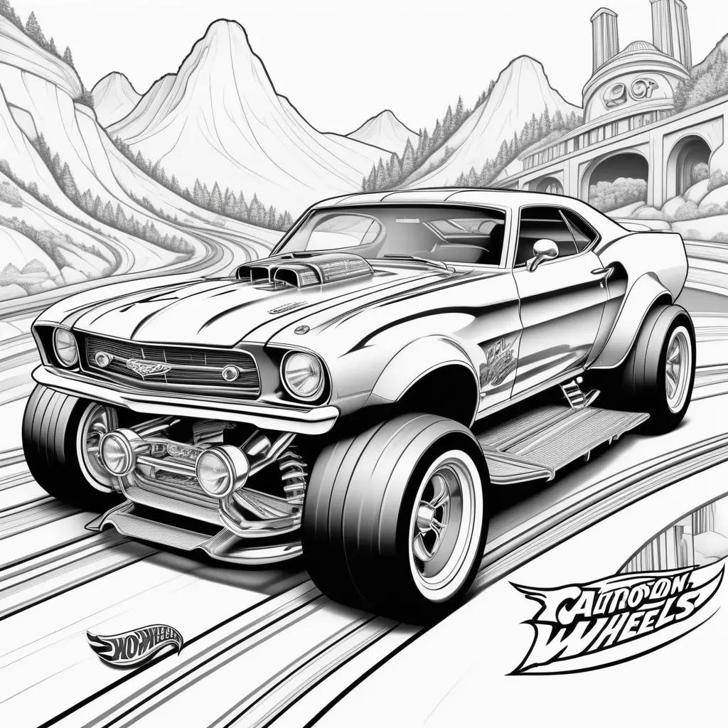 Black and white car coloring pages from Hot Wheels