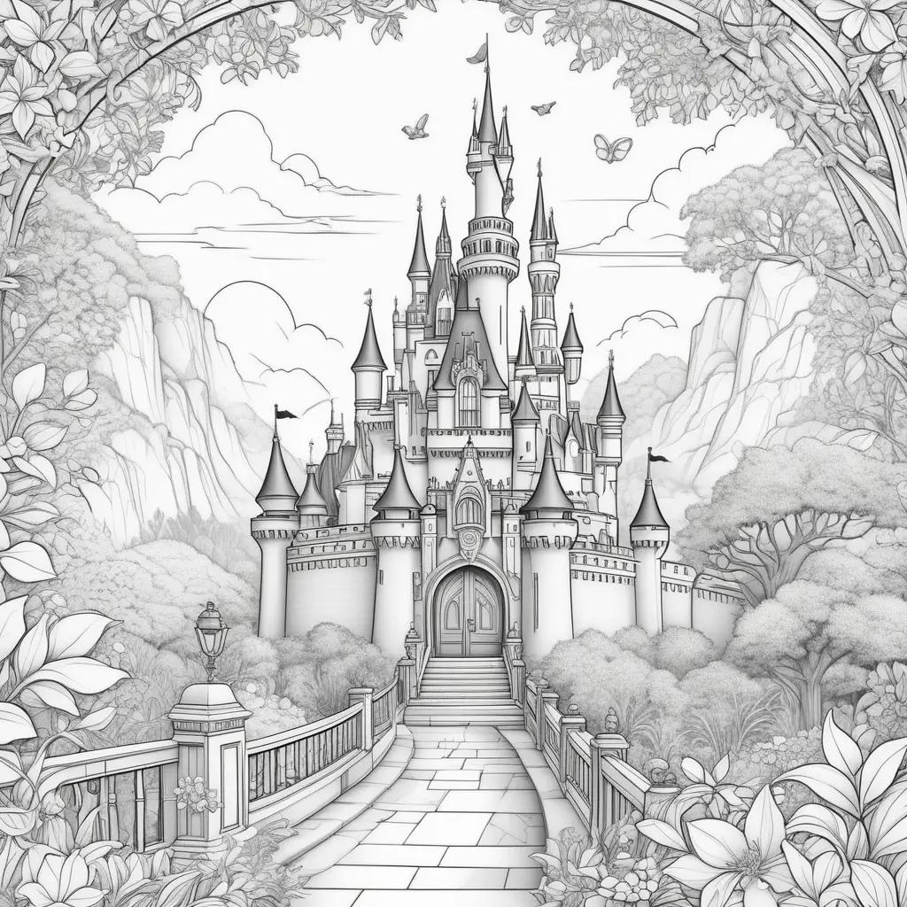 Black and white castle coloring pages for kids