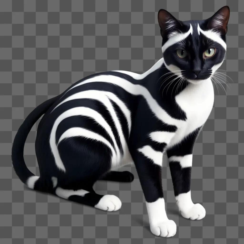 Black and white cat with black stripe on its face