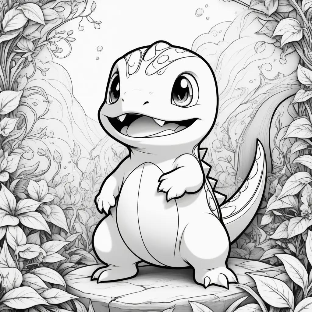 Black and white charmander color page