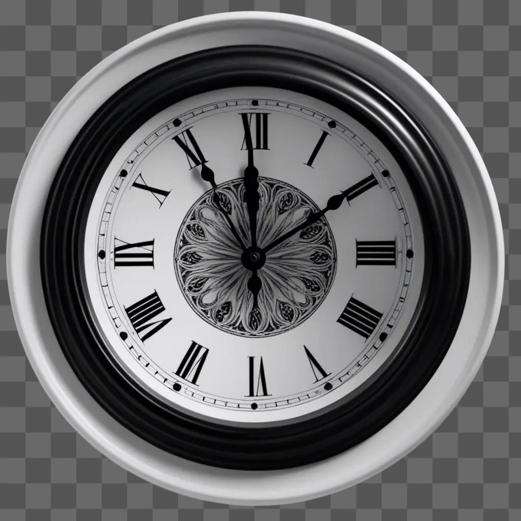 Black and white clock in a white frame