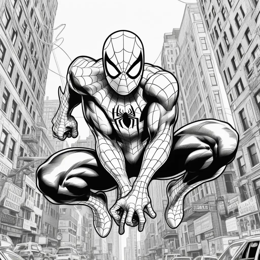 Black and white color pages of Spiderman