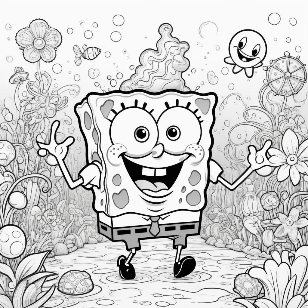 Black and white color pages of SpongeBob