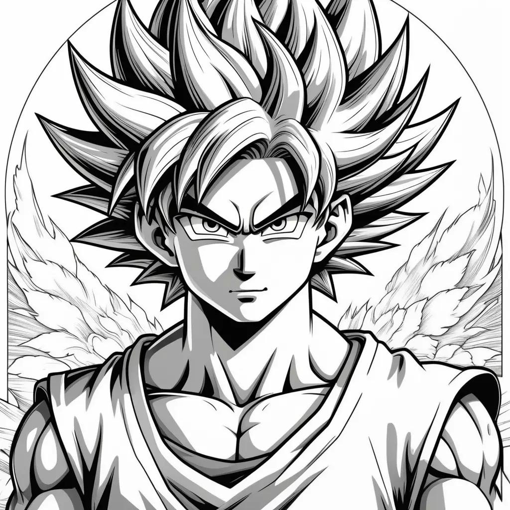 Dibujo de Goku para colorear en blanco y negro