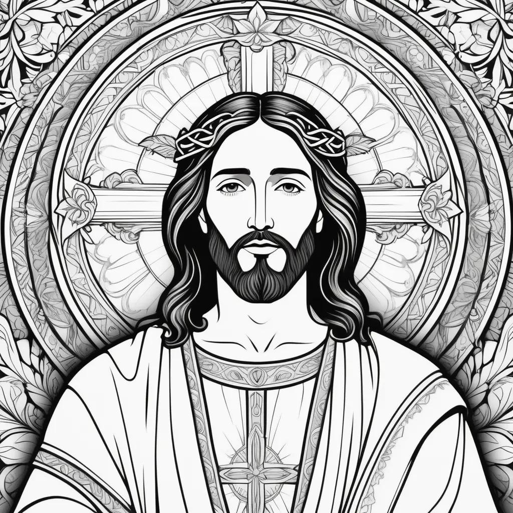 Black and white coloring page of Jesus