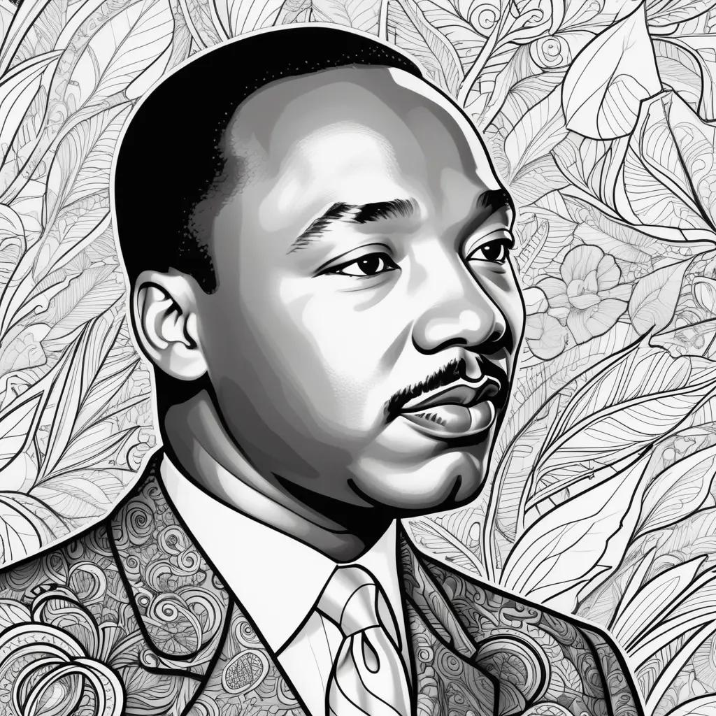 Black and white coloring page of Martin Luther King Jr