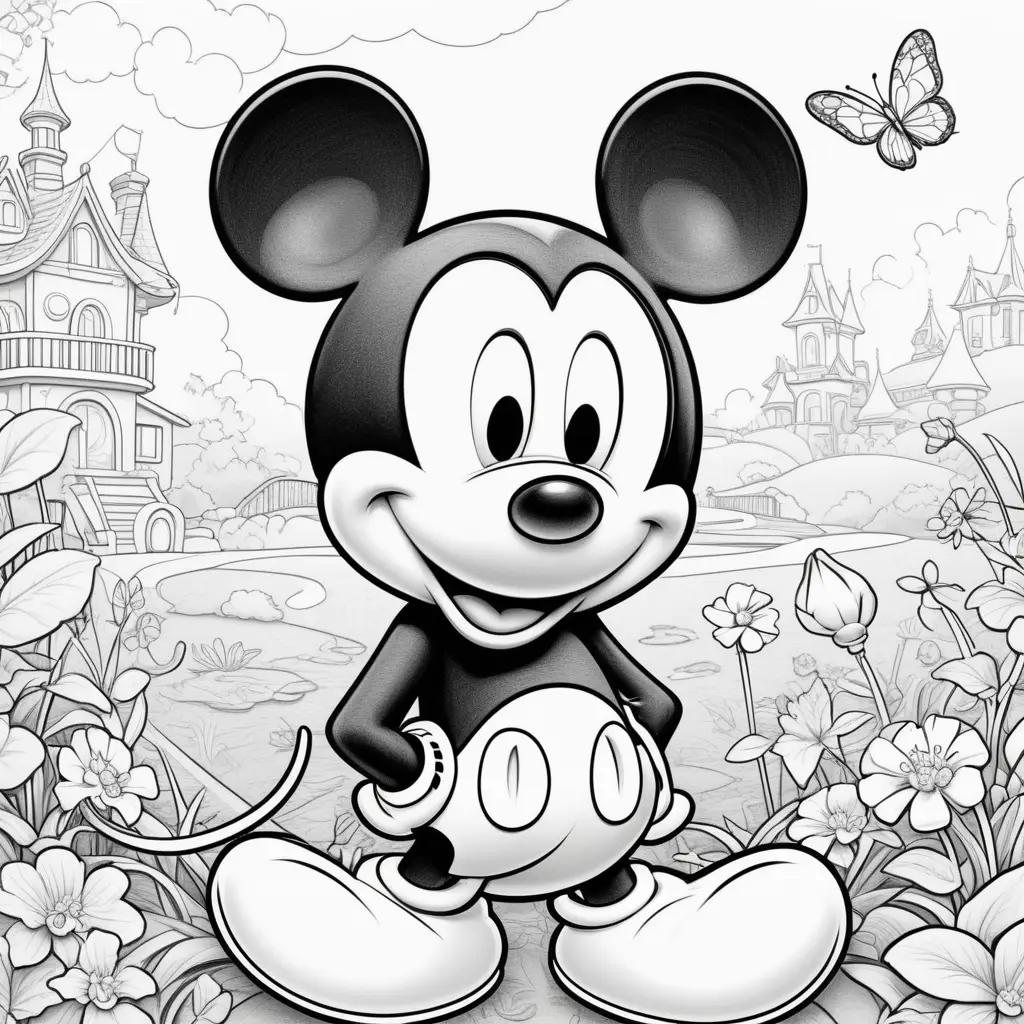 Black and white coloring page of Mickey Mouse Clubhouse