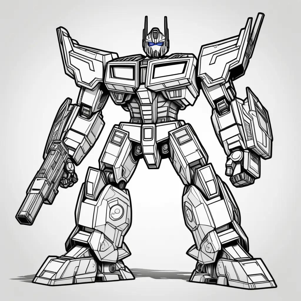 Black and white coloring page of Optimus Prime