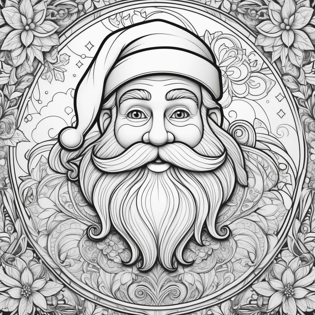 Black and white coloring page of Santa Claus