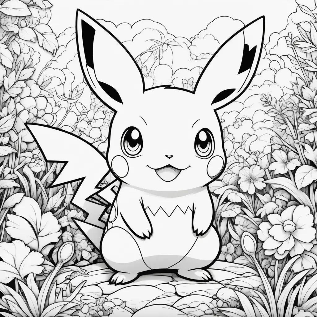 Black and white coloring page of a Pokemon