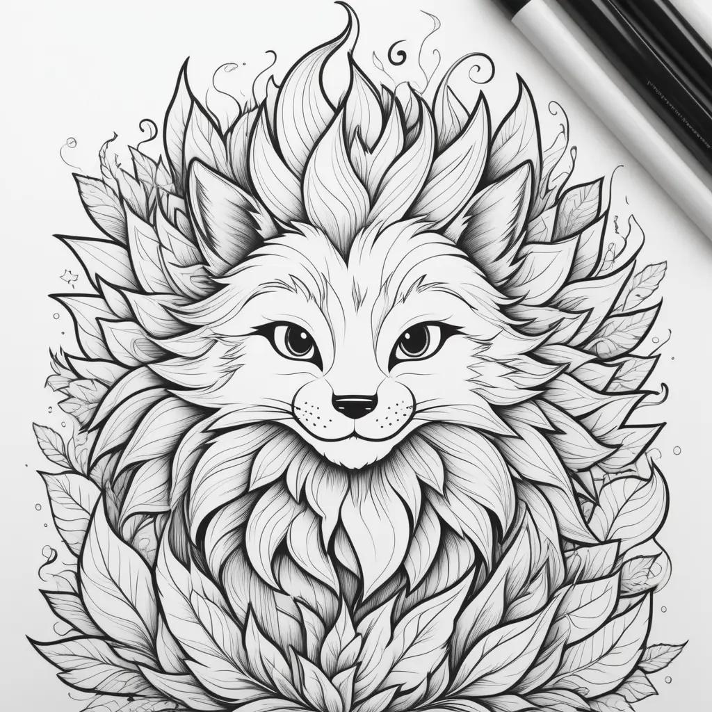 Black and white coloring page of a blaze cat