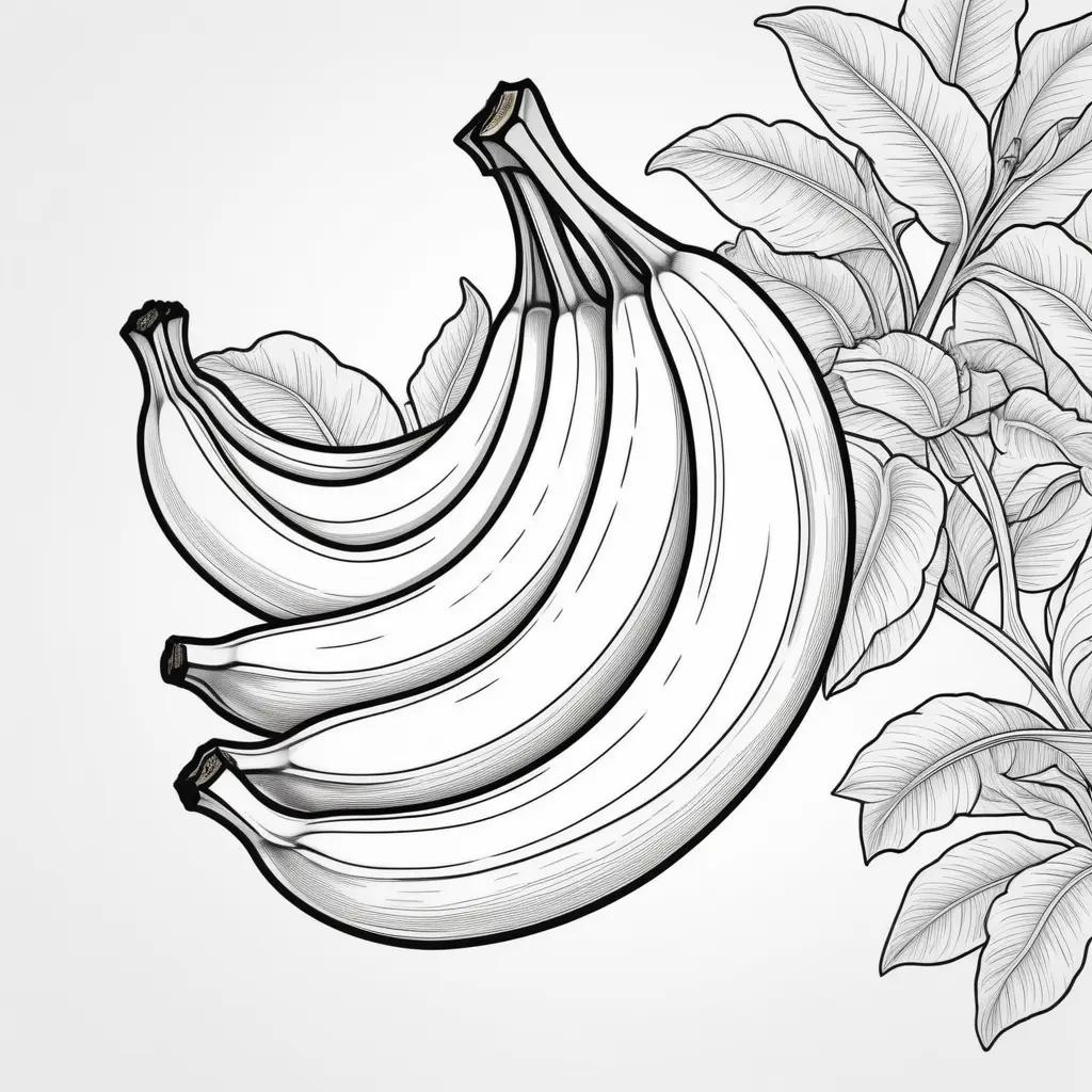 Black and white coloring page of a bunch of bananas