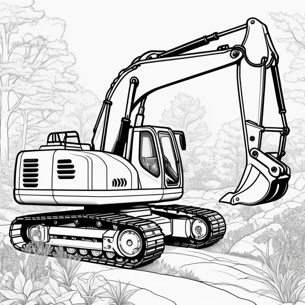 Black and white coloring page of a construction vehicle