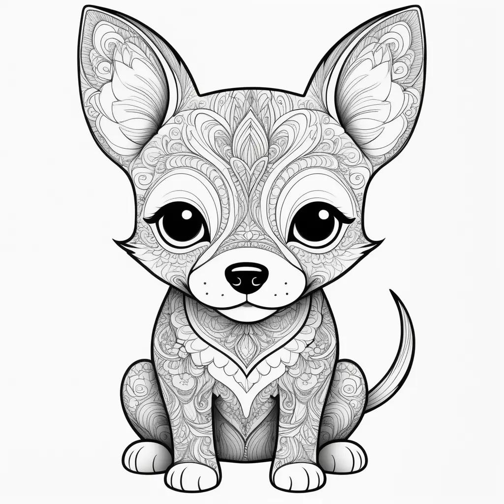 Black and white coloring page of a cute dog