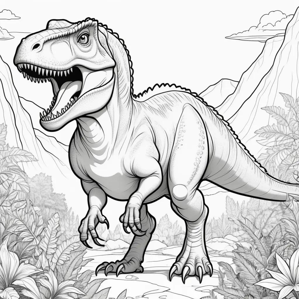 Black and white coloring page of a dinosaur