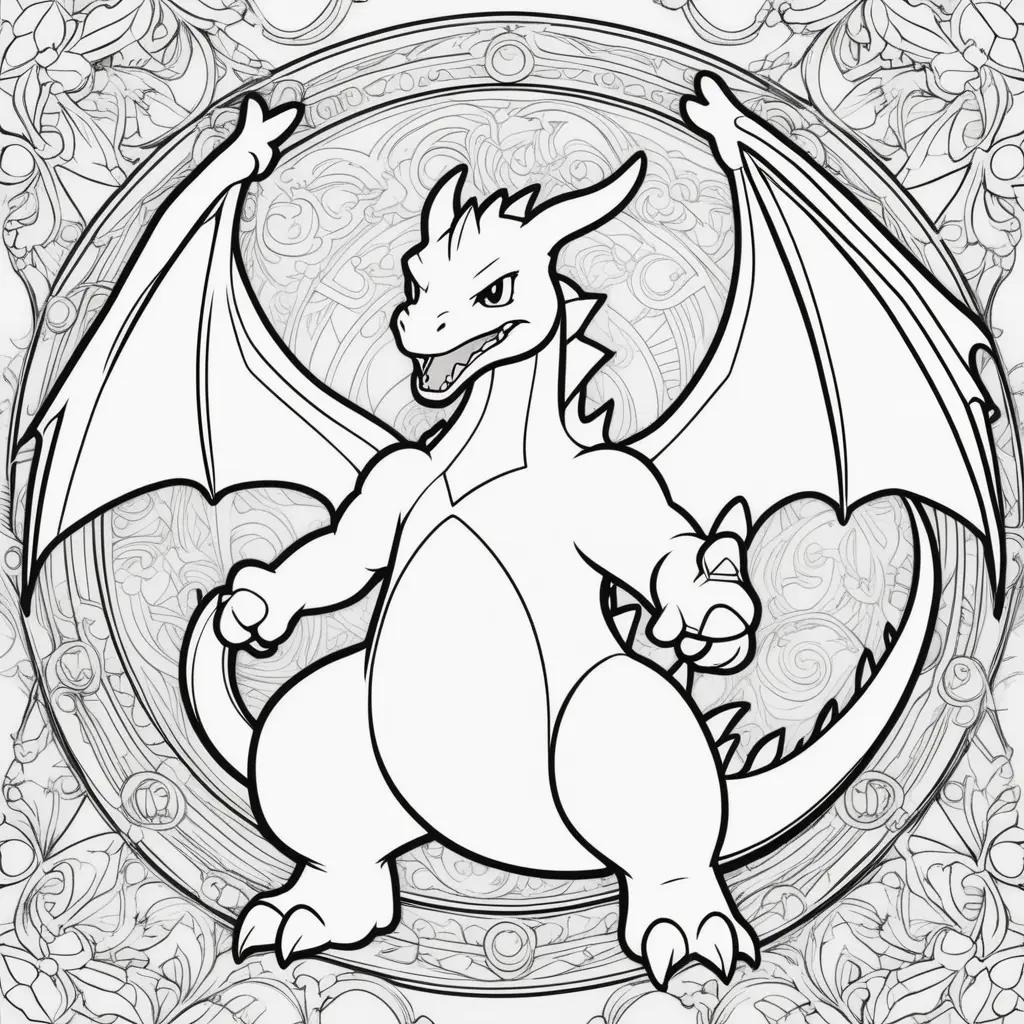 Black and white coloring page of a dragon