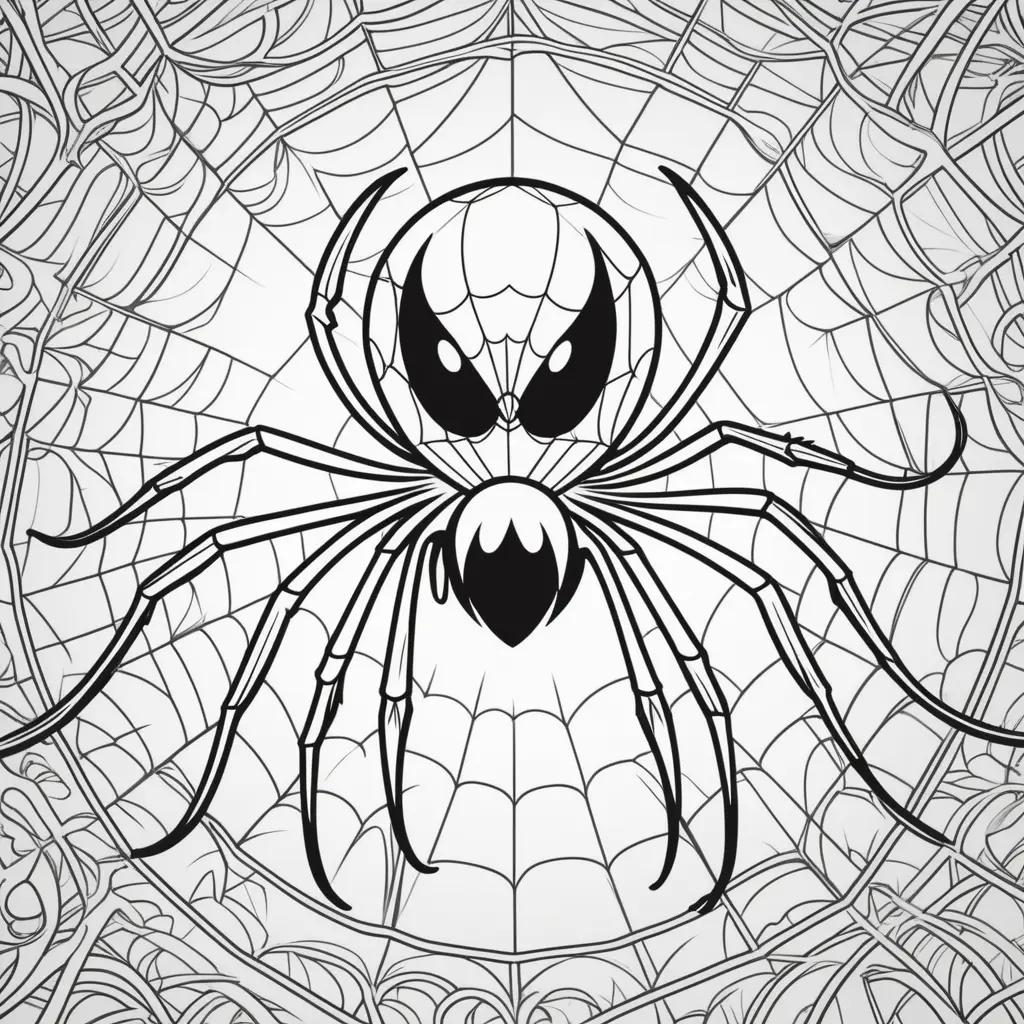 Black and white coloring page of a ghost spider