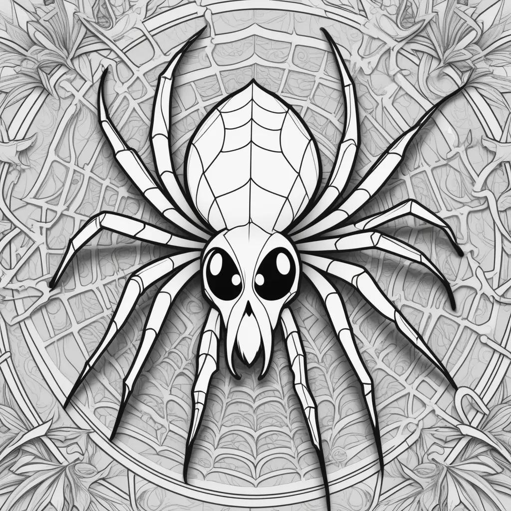 Black and white coloring page of a ghost spider