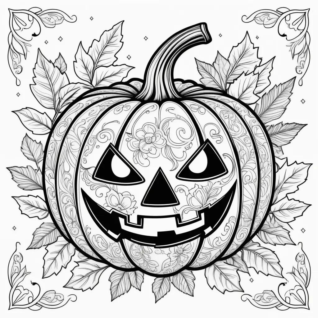 Black and white coloring page of a jack-o-lantern