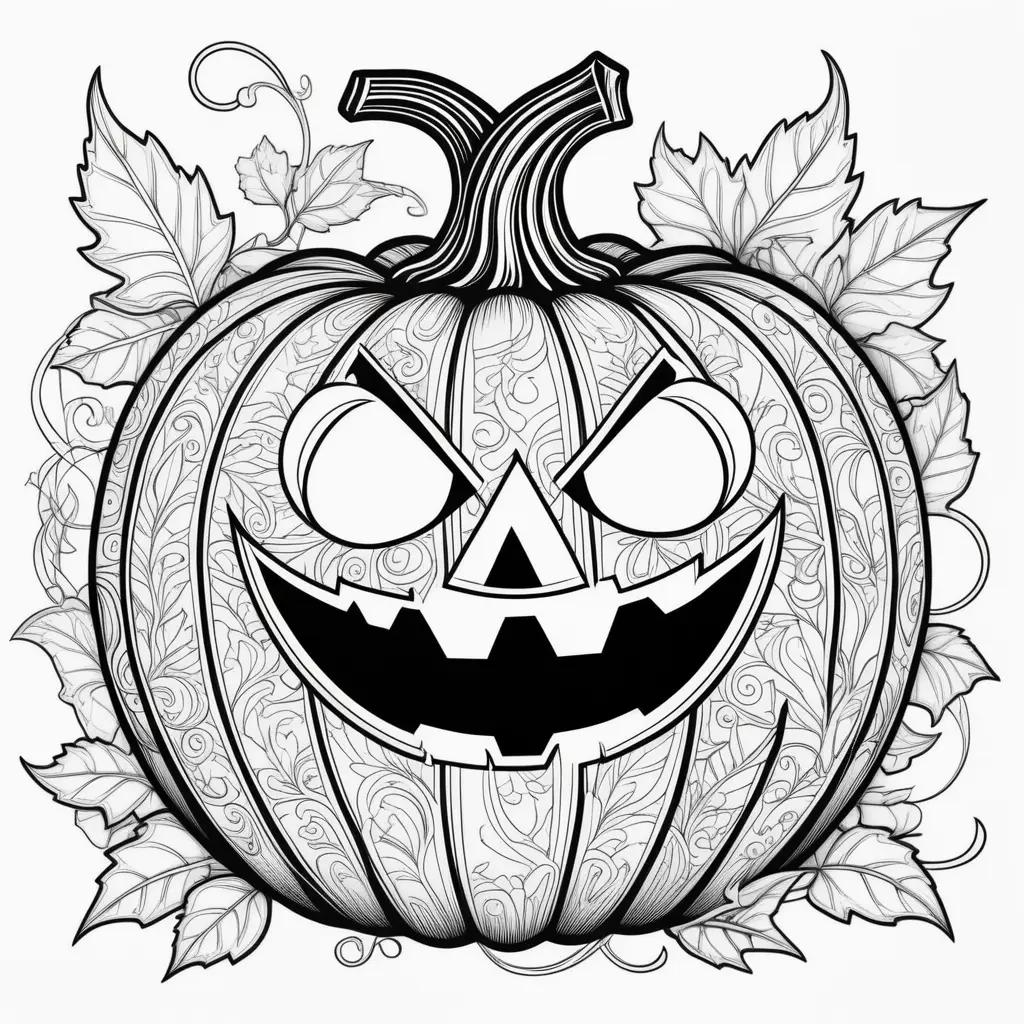 Black and white coloring page of a jack-o-lantern