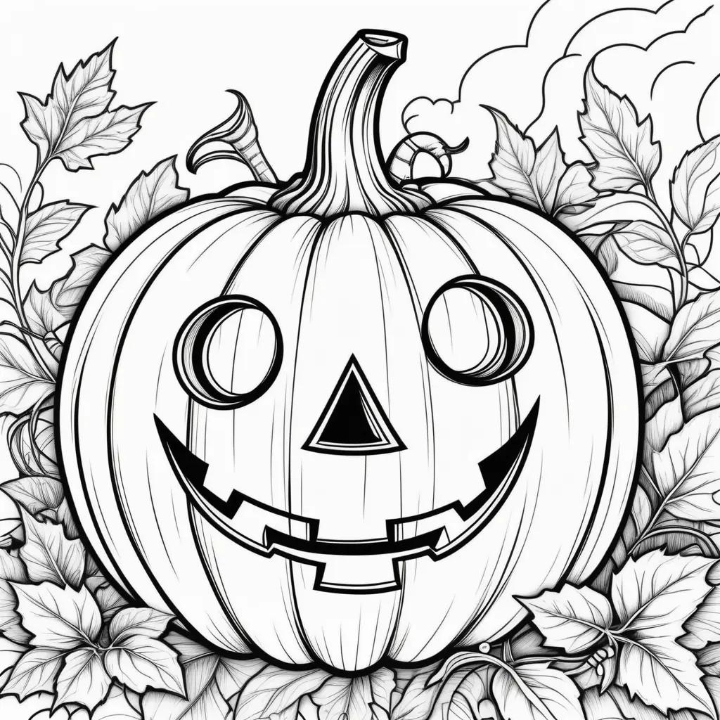 Black and white coloring page of a jack o lantern