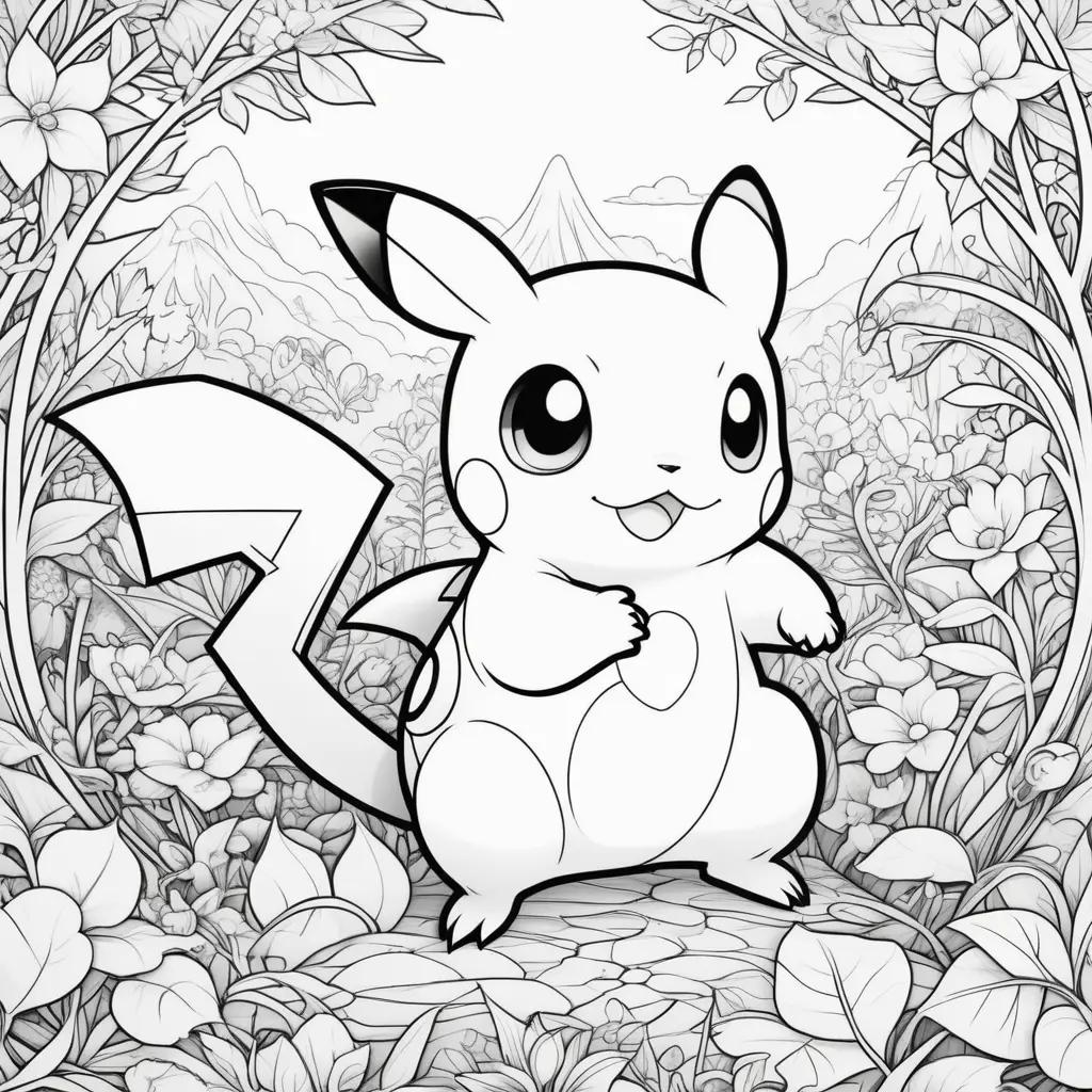 Black and white coloring page of a pokémon