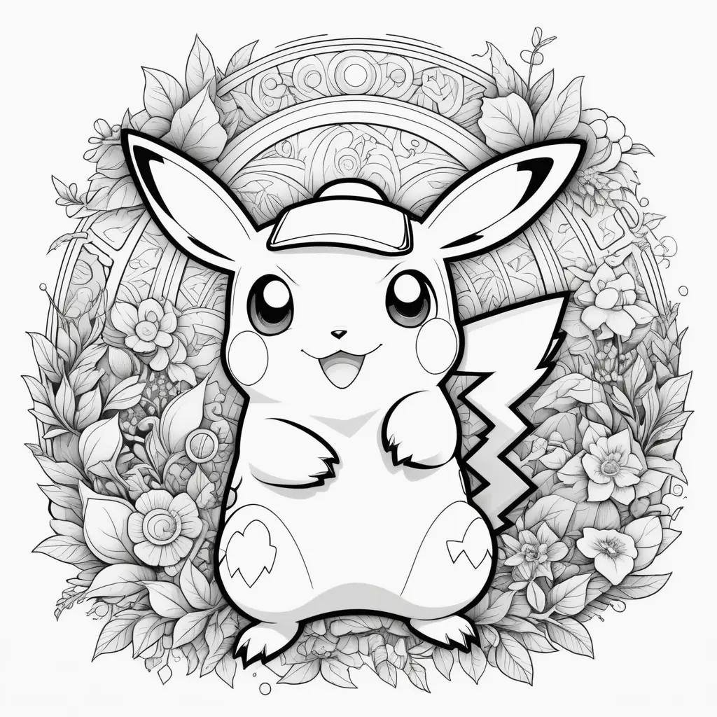 Black and white coloring page of a pokemon