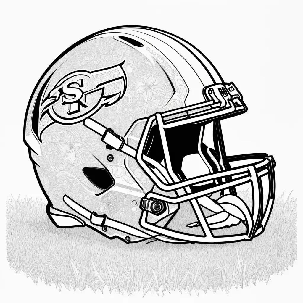 Black and white coloring page of an NFL football helmet