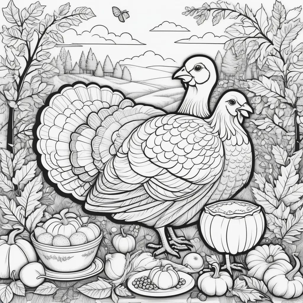 Black and white coloring page of free Thanksgiving color pages