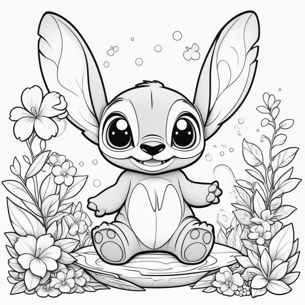 Black and white coloring pages featuring Lilo and Stitch