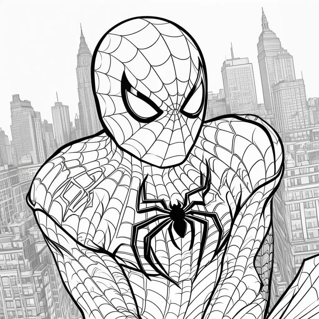 Black and white coloring pages featuring the iconic Spider-Man