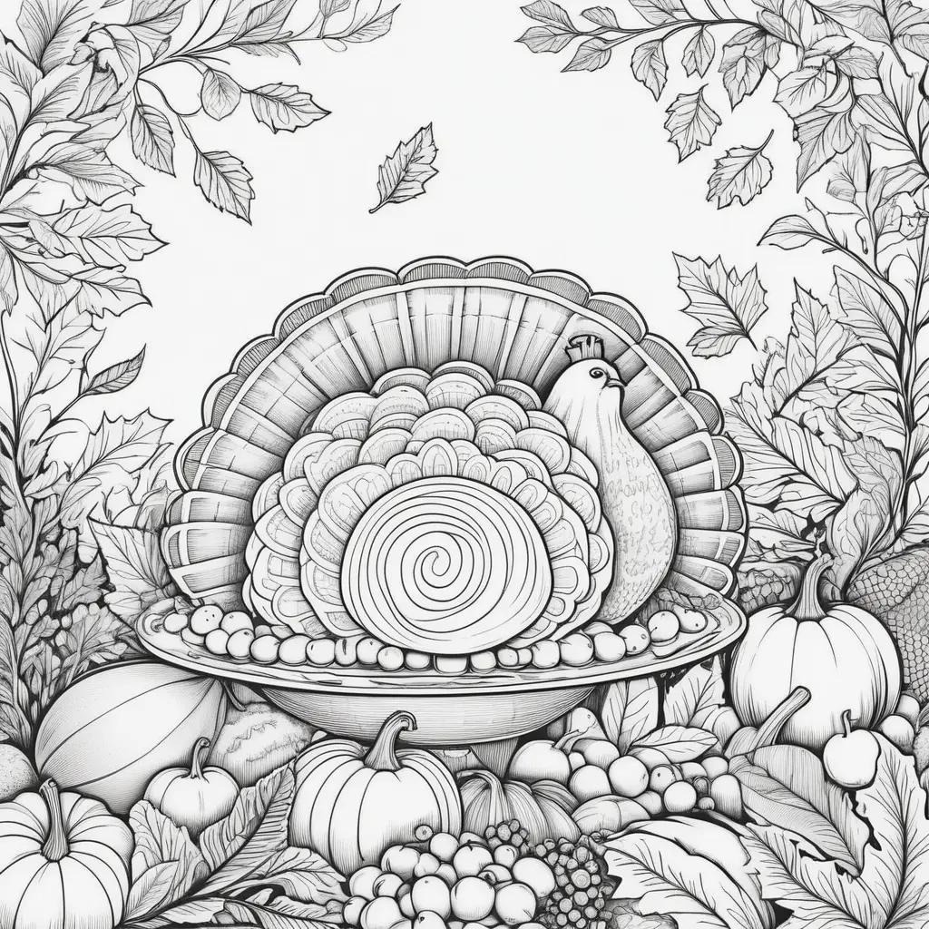 Black and white coloring pages for Thanksgiving