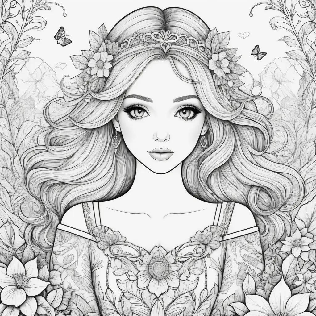 Black and white coloring pages for girls