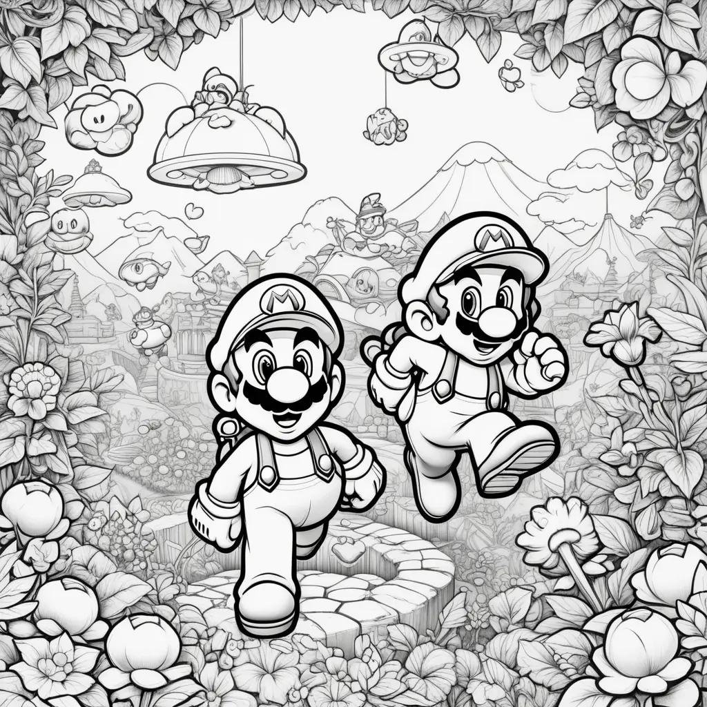 Black and white coloring pages for mario brothers