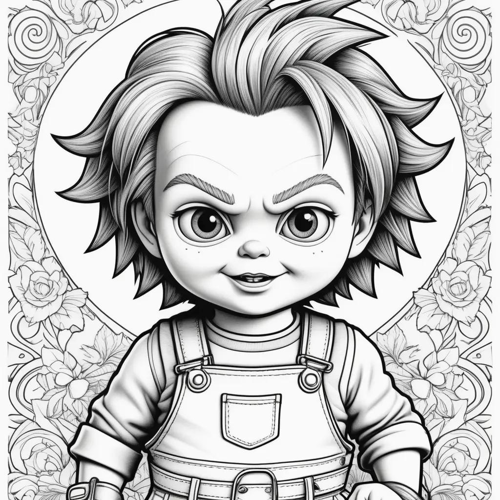 Black and white coloring pages of Chucky