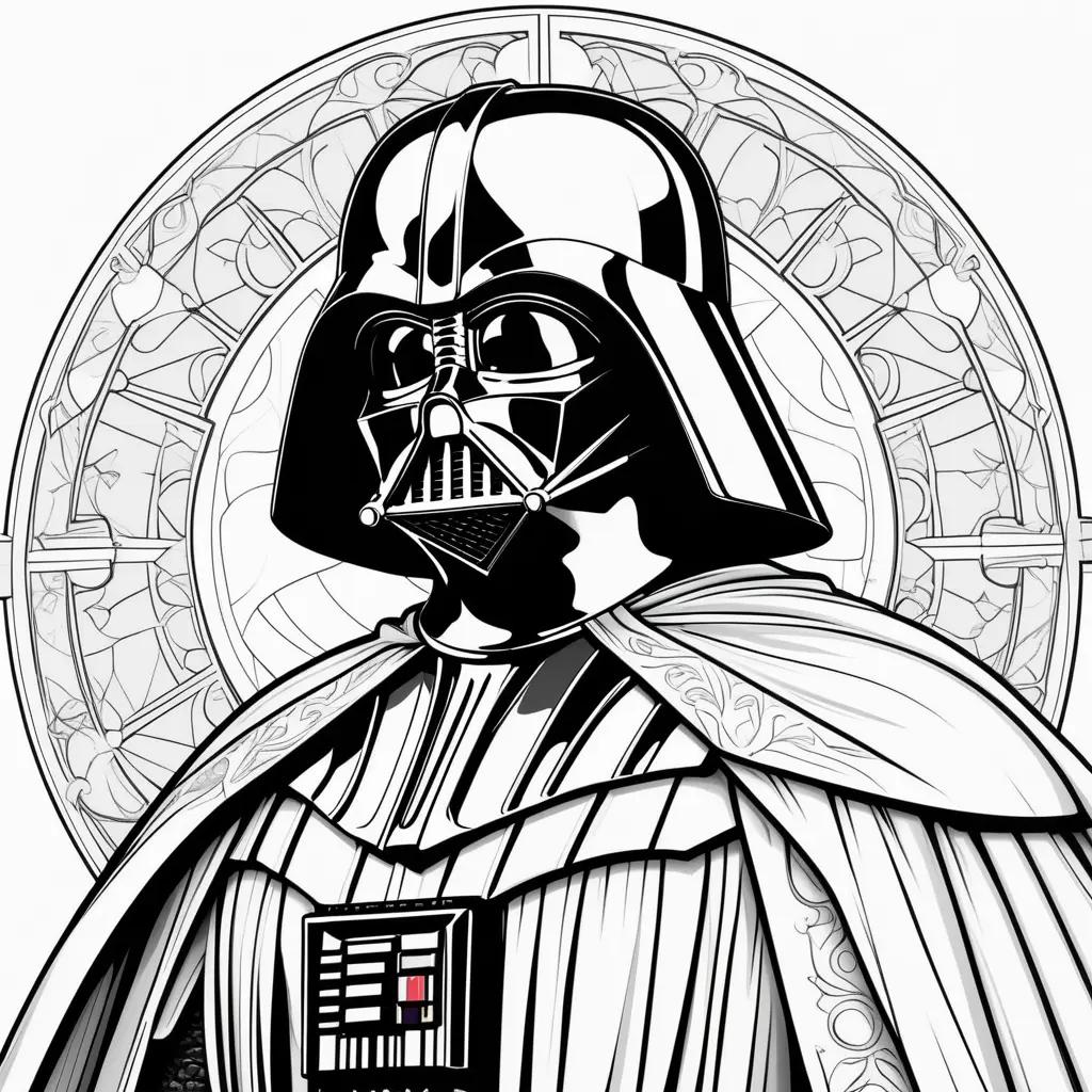 Black and white coloring pages of Darth Vader