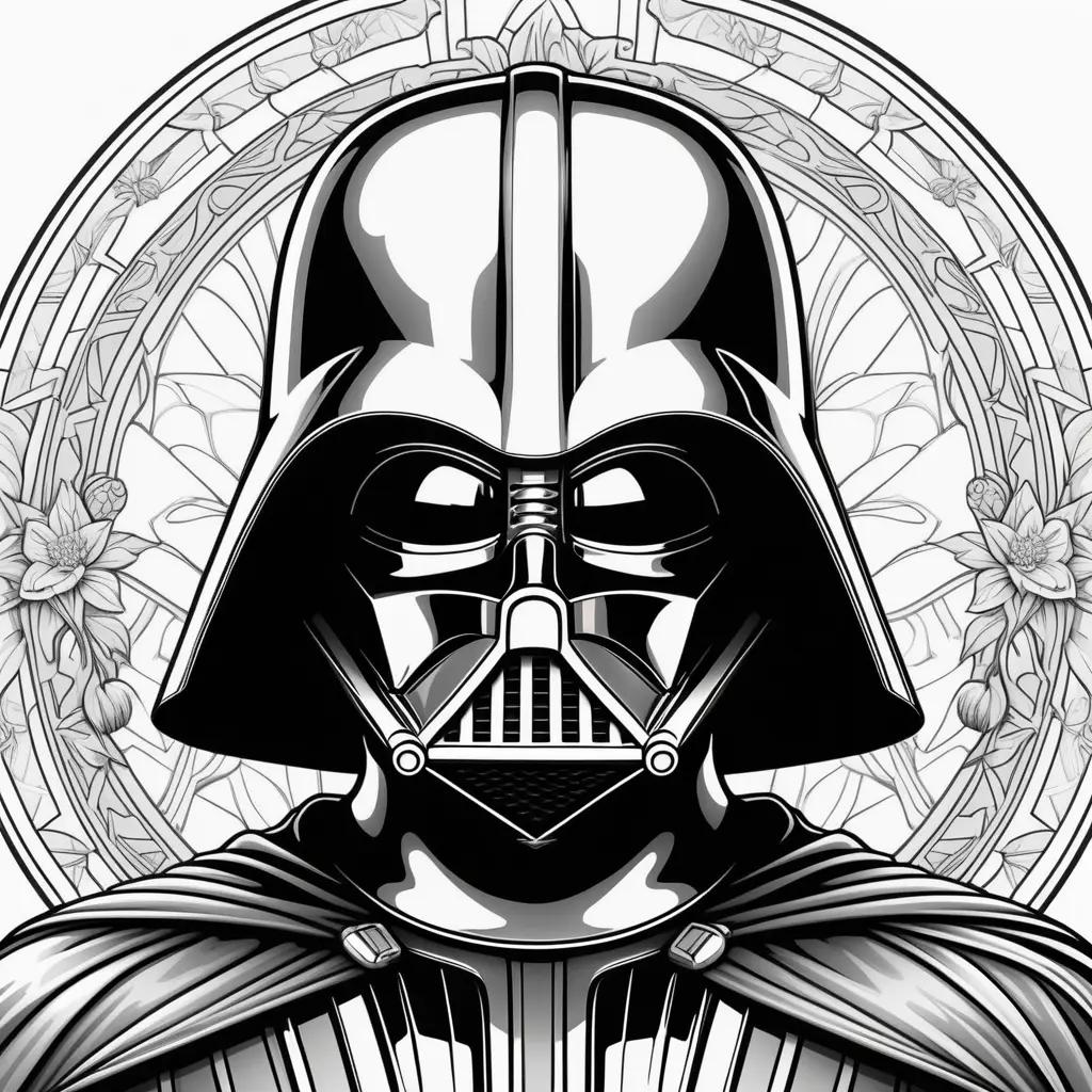 Black and white coloring pages of Darth Vader